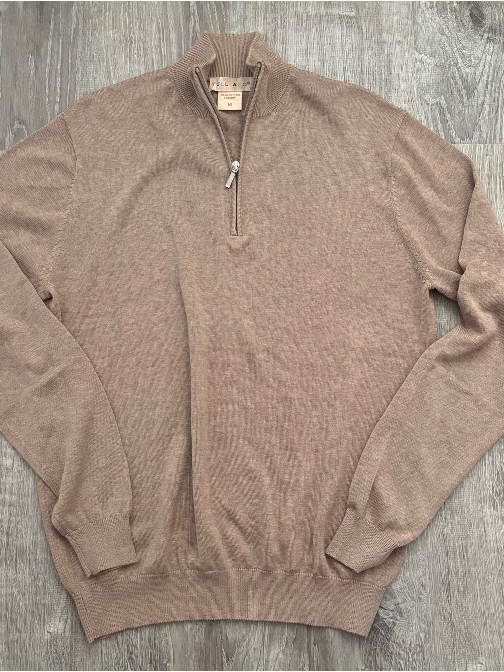 Tulliano Silk Cotton Blend Men's Mock Neck 1/4 Zip Sweater Medium NWOT